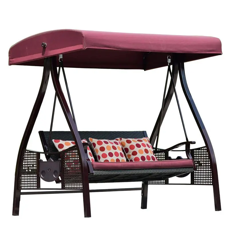 Outdoor and Indoor Durable Garden Rattan Patio Double Swing Chair — image 5