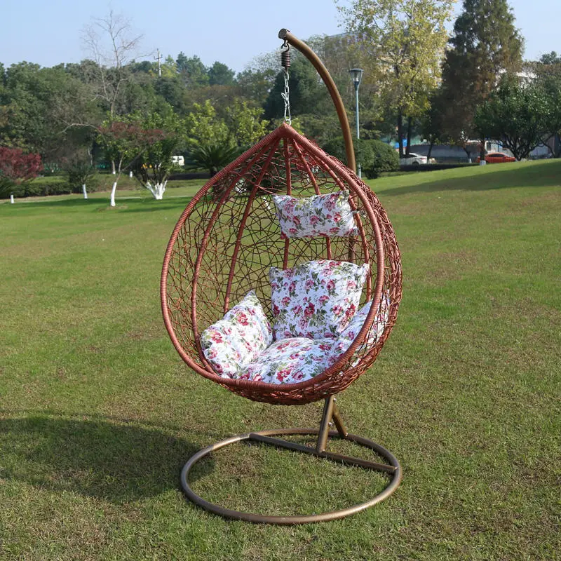Wholesale Outdoor Metal Stand Rattan Wicker Hanging Egg Swing Chair — image 3