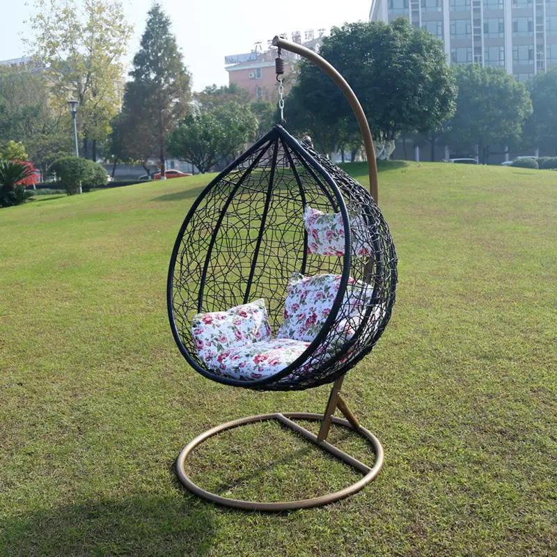 Wholesale Outdoor Metal Stand Rattan Wicker Hanging Egg Swing Chair — image 4