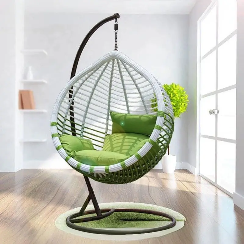 Outdoor Swings Chair Single Seat Rattan Hanging Chair Hanging Egg Swing Chair with Metal Stand — view 1