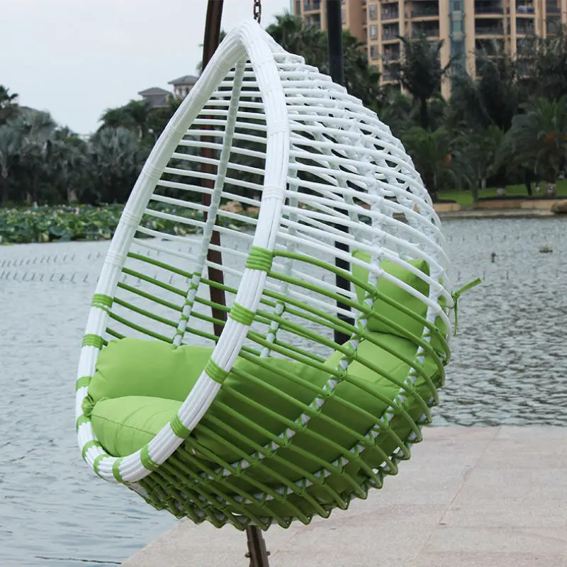 Outdoor Swings Chair Single Seat Rattan Hanging Chair Hanging Egg Swing Chair with Metal Stand — image 3
