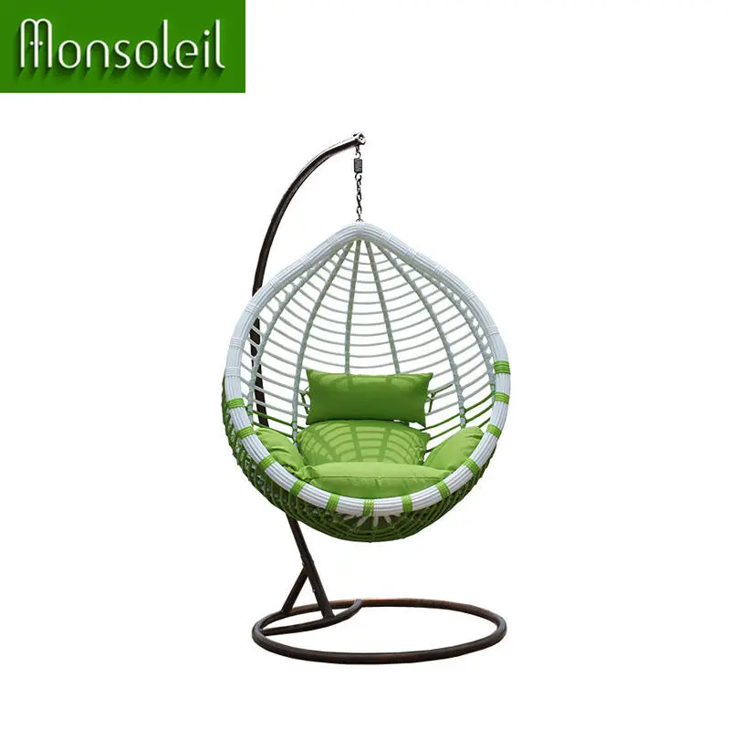 Outdoor Swings Chair Single Seat Rattan Hanging Chair Hanging Egg Swing Chair with Metal Stand — image 5