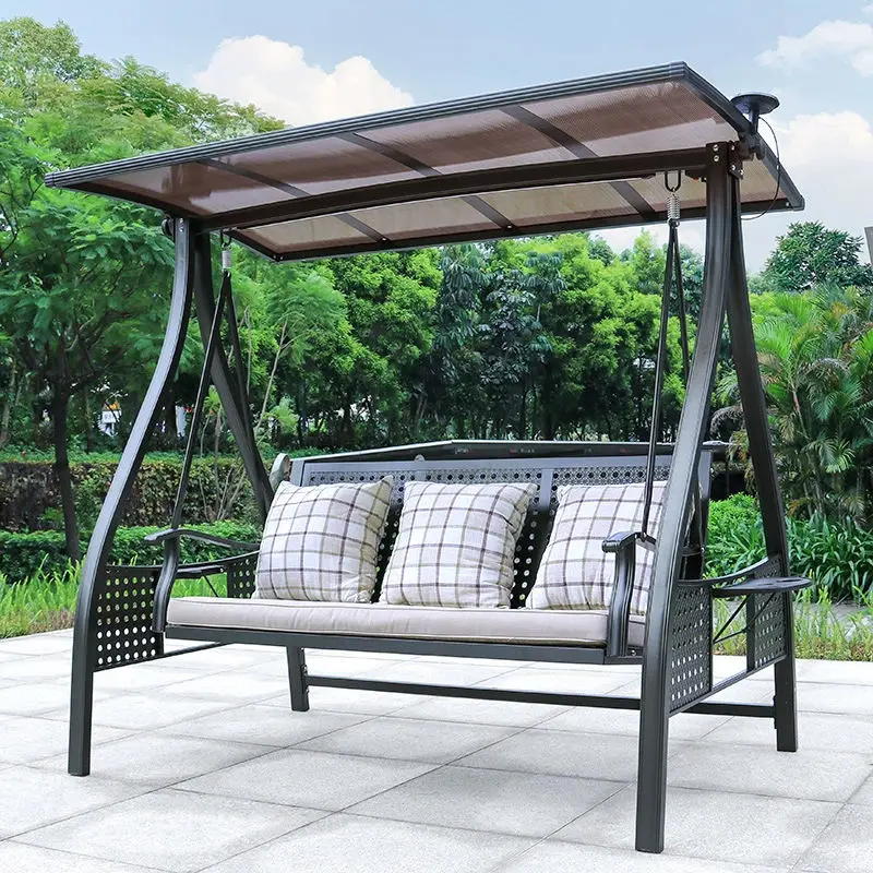 Outdoor Garden Furniture Aluminum Metal Patio Swing Chair with Pillow and Cushion — view 1
