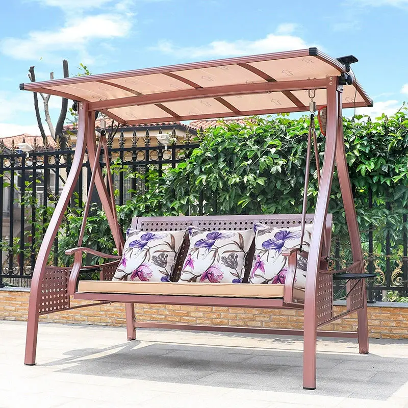 Outdoor Garden Furniture Aluminum Metal Patio Swing Chair with Pillow and Cushion — image 2