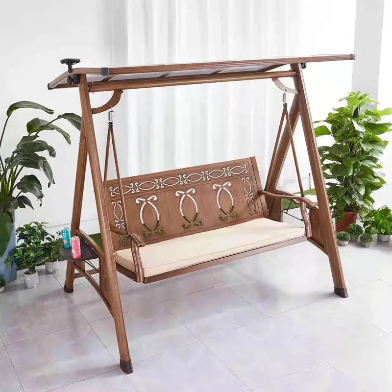 Outdoor Garden Furniture Aluminum Metal Patio Swing Chair with Pillow and Cushion — image 4