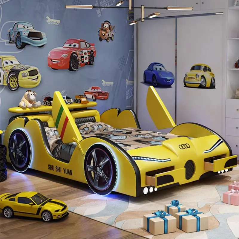 Kids' Car Beds High Quality Bedroom Furniture Led Light Child Kid Race Car Bed for Kids Boy Beds With Music — view 1