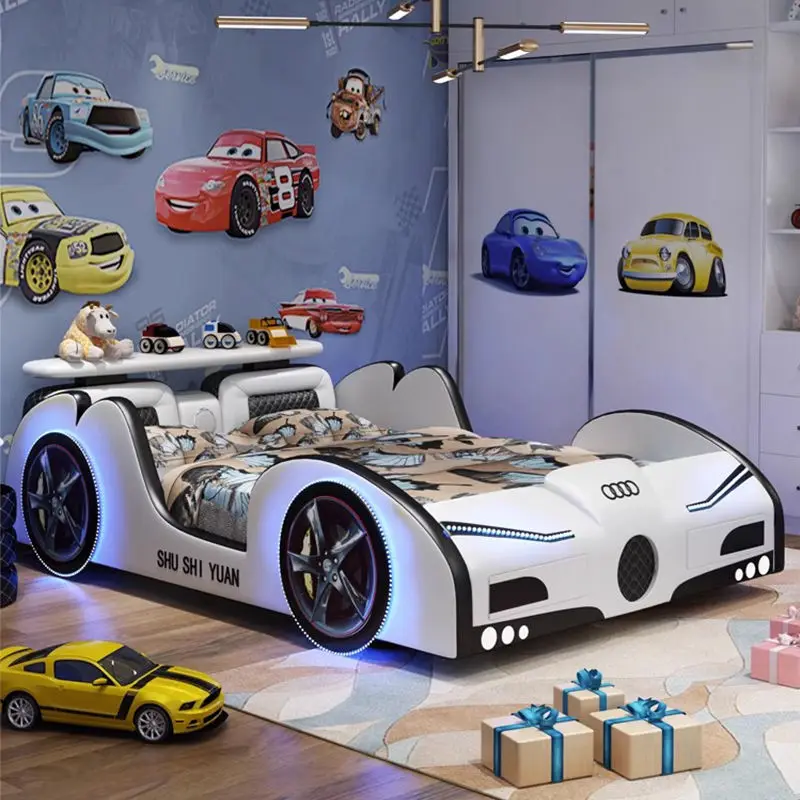 Kids' Car Beds High Quality Bedroom Furniture Led Light Child Kid Race Car Bed for Kids Boy Beds With Music — image 2