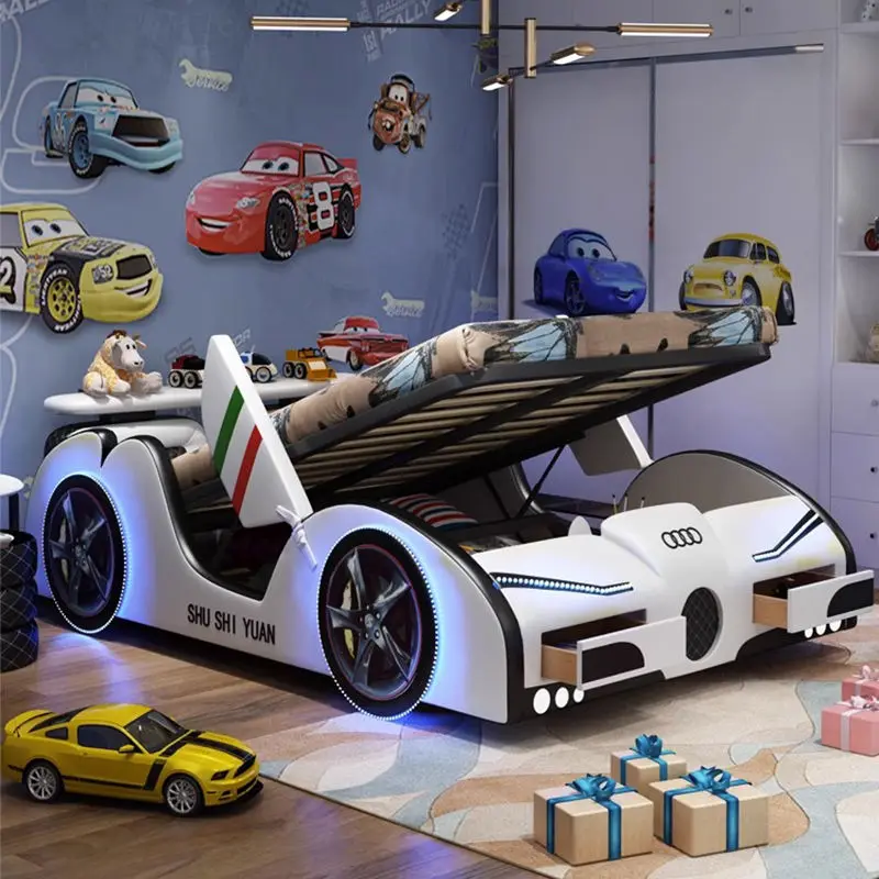 Kids' Car Beds High Quality Bedroom Furniture Led Light Child Kid Race Car Bed for Kids Boy Beds With Music — image 3
