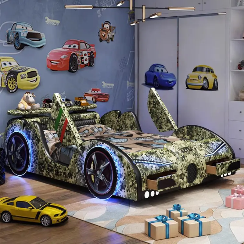 Kids' Car Beds High Quality Bedroom Furniture Led Light Child Kid Race Car Bed for Kids Boy Beds With Music — image 4