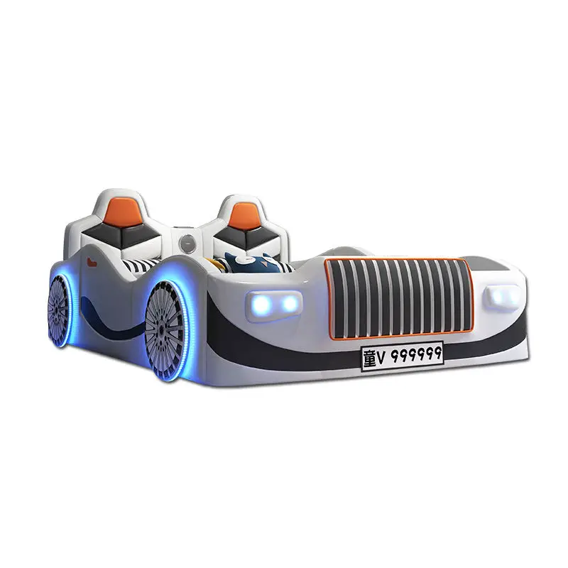 Solid Wood Pu Cover Storage Car Bed for Kids Boys Double Bed With Lights and Sound Sports Style Super Race Car Kids Beds — image 7