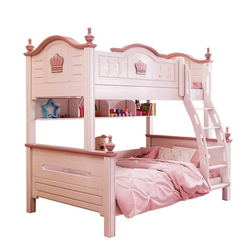 Children Bed Modern pink Princess Bed Kids Bunk Beds Double Girls Bedroom Furniture Wooden American Style High Quality — image 5