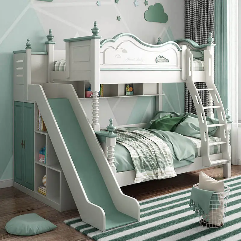Children Bed Modern pink Princess Bed Kids Bunk Beds Double Girls Bedroom Furniture Wooden American Style High Quality — image 7