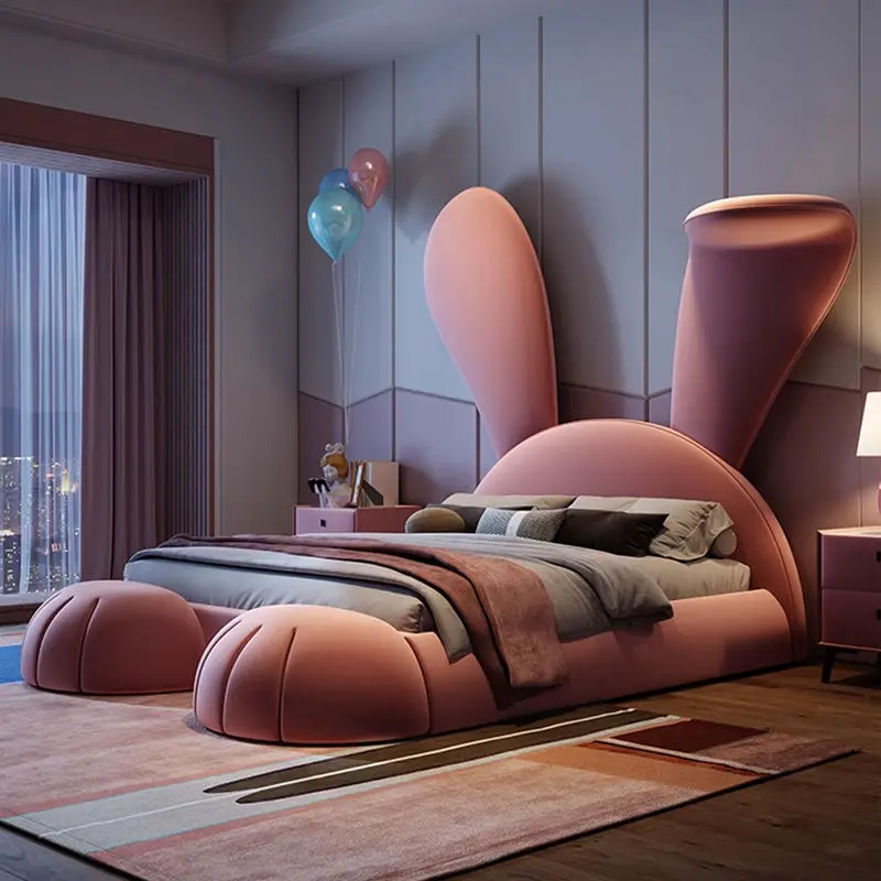 High Quality Solid Wood Modern Bedroom Furniture Set Children's Bed Rabbit Princess Girl Single Double Customized Color — view 1