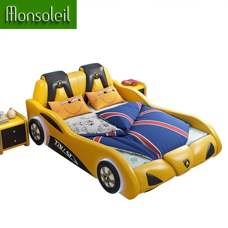 Children Beds for Bedroom Set Kid Customized Wood China Style Modern Kids Race Car Bed Single Child Bed — image 3
