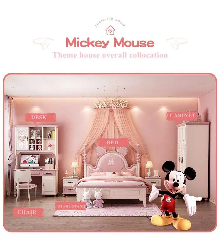 Factory Wholesale American Style Princess Bed Cheap Kids Single Cartoon Bed High Quality Girl Wooden pink Children Beds — image 6
