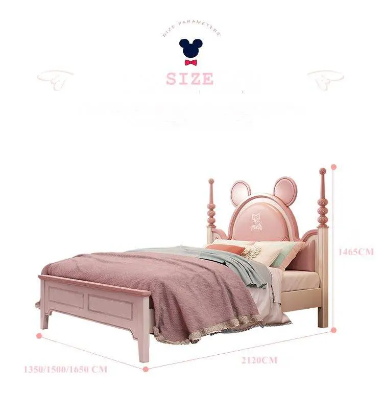Factory Wholesale American Style Princess Bed Cheap Kids Single Cartoon Bed High Quality Girl Wooden pink Children Beds — image 7