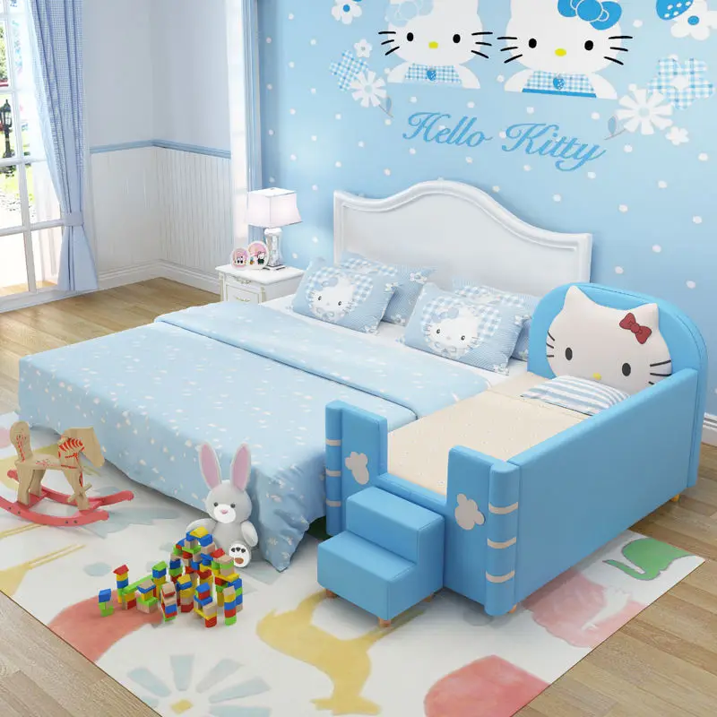 Modern Girl Style Leather Bed Child Room Furniture Bed Girls Single Beds — view 1