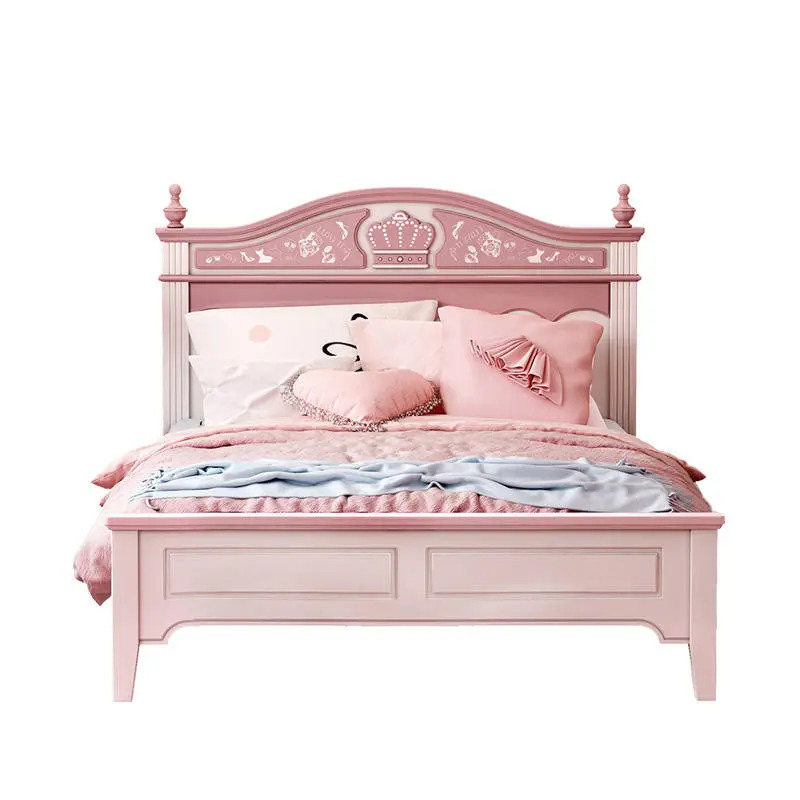 Modern Kid Bedroom Furniture Wooden Kids Bed pink Children Beds Girls Princess Bed — image 5