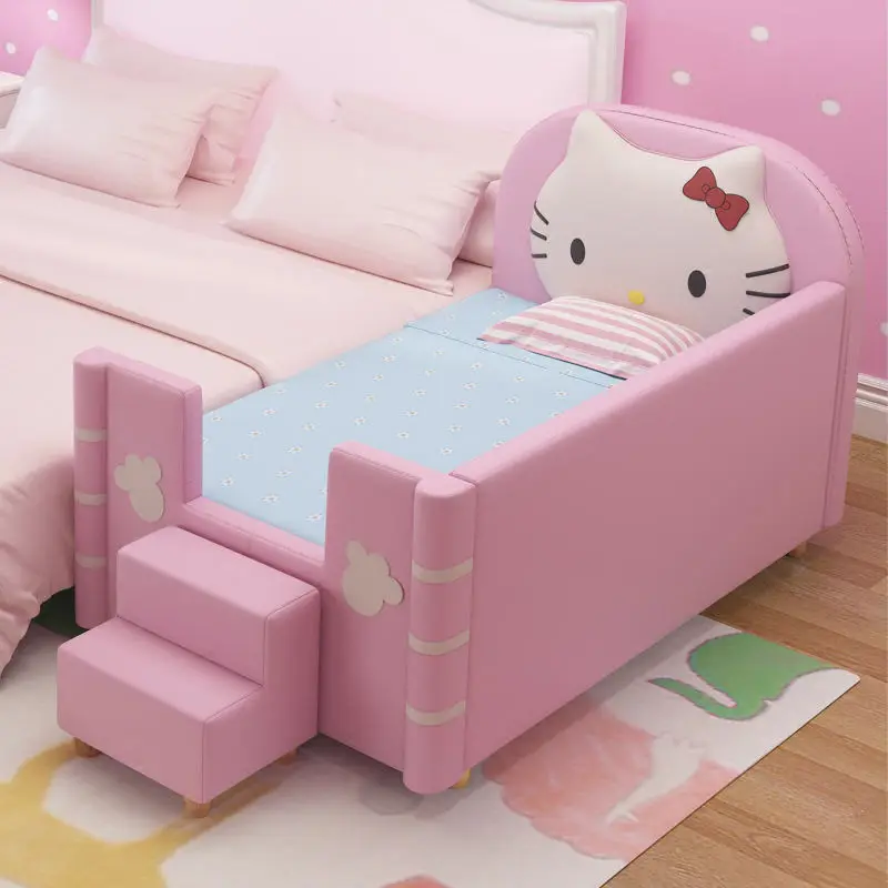 Modern Girl Style Leather Bed Child Room Furniture Bed Girls Single Beds — image 3