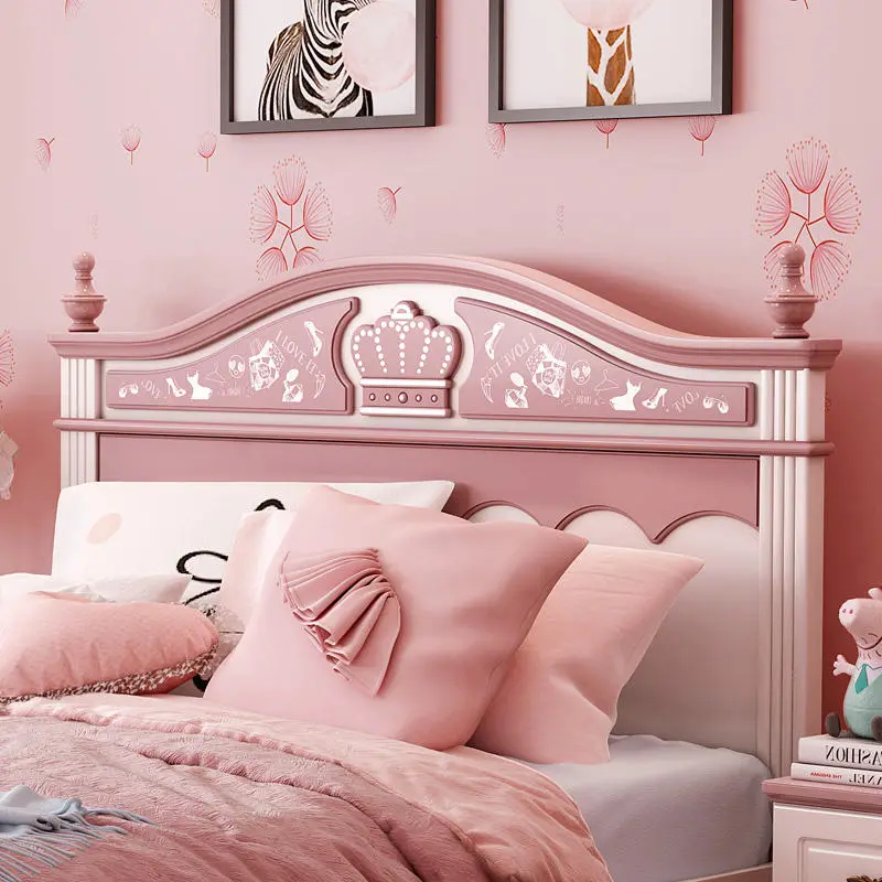 Modern Kid Bedroom Furniture Wooden Kids Bed pink Children Beds Girls Princess Bed — image 6