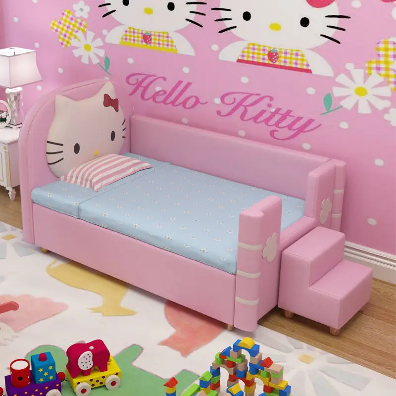 Modern Girl Style Leather Bed Child Room Furniture Bed Girls Single Beds — image 4