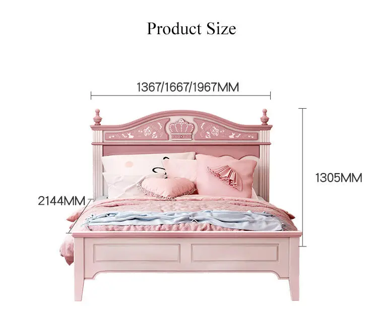 Modern Kid Bedroom Furniture Wooden Kids Bed pink Children Beds Girls Princess Bed — image 7