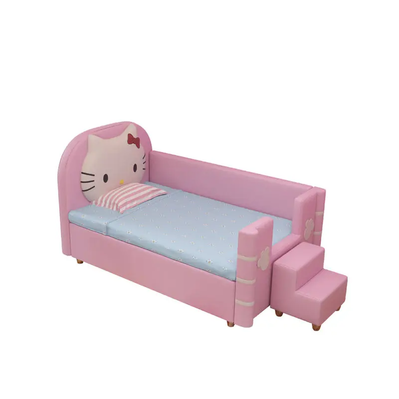 Modern Girl Style Leather Bed Child Room Furniture Bed Girls Single Beds — image 5