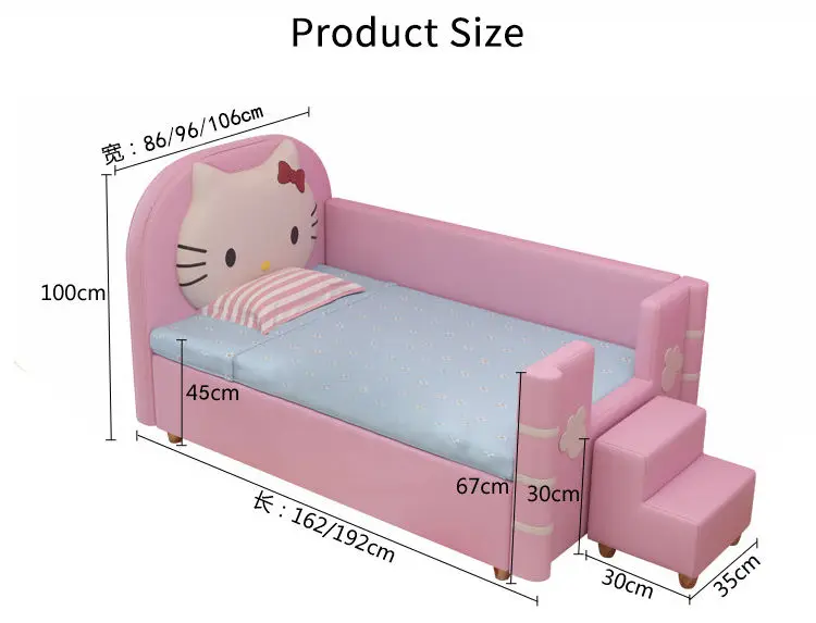 Modern Girl Style Leather Bed Child Room Furniture Bed Girls Single Beds — image 6