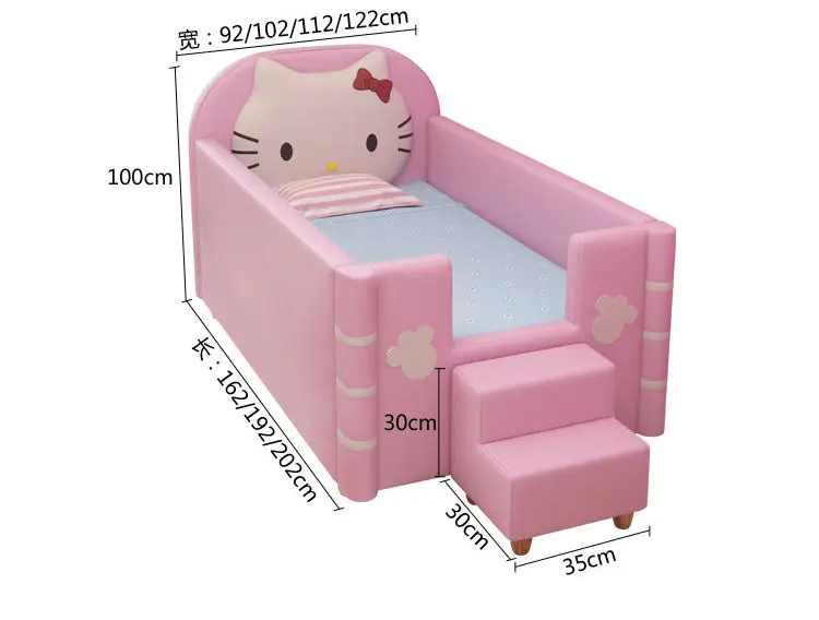 Modern Girl Style Leather Bed Child Room Furniture Bed Girls Single Beds — image 7
