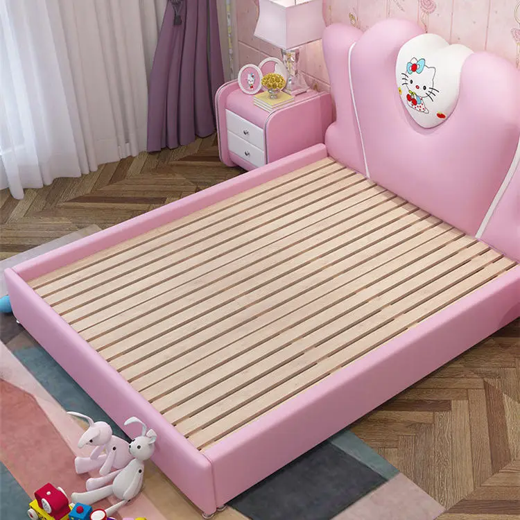 Children Beds Girls Bedroom Furniture Modern pink Kids Bed Single Multifunctional Storage Leather Child Princess Bed for Kids — image 5