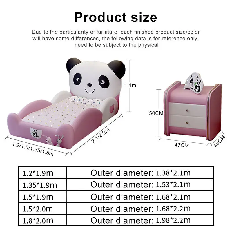 Boy Girl Child Bed Kid's Bedroom Furniture High Quality Modern Children Beds Blue and pink Single Kid Cartoon Leather Bed — image 7