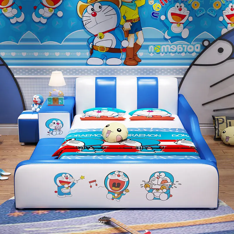 Fashion Design Luxury Blue Boy Child Bed with Storage Stool Modern Kid Bedroom Furniture for Apartment & School Use — image 4