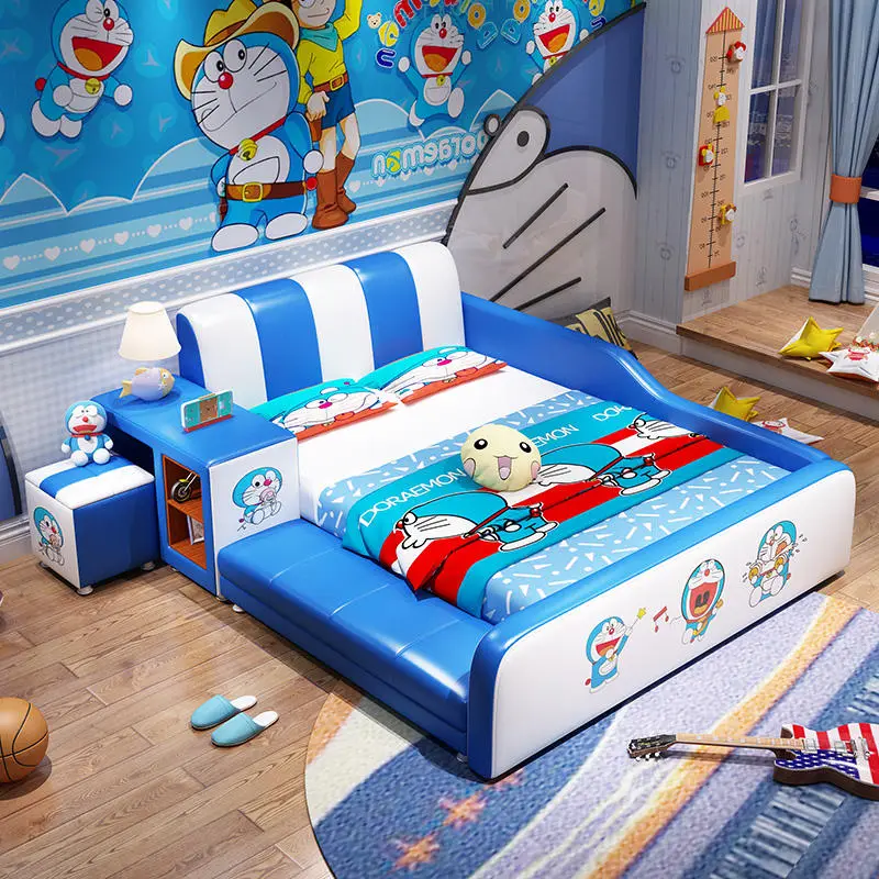 Fashion Design Luxury Blue Boy Child Bed with Storage Stool Modern Kid Bedroom Furniture for Apartment & School Use — image 5