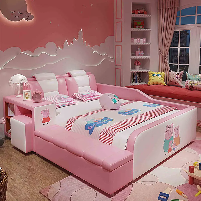 Fashion Design Luxury Blue Boy Child Bed with Storage Stool Modern Kid Bedroom Furniture for Apartment & School Use — image 7