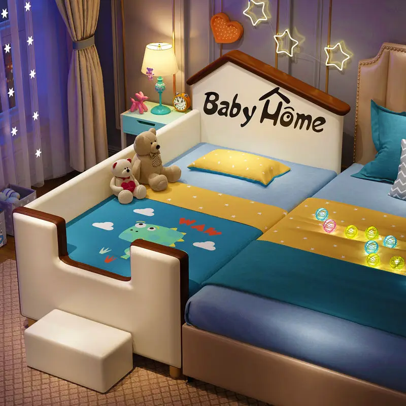 Modern Wood Kids Bedroom Furniture pink Girls Children Bed for Boys Baby Bedroom Furniture — image 3