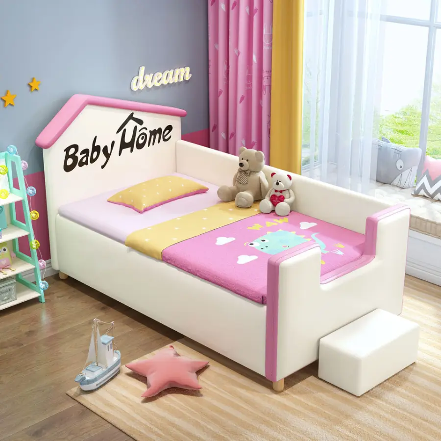 Modern Wood Kids Bedroom Furniture pink Girls Children Bed for Boys Baby Bedroom Furniture — image 6