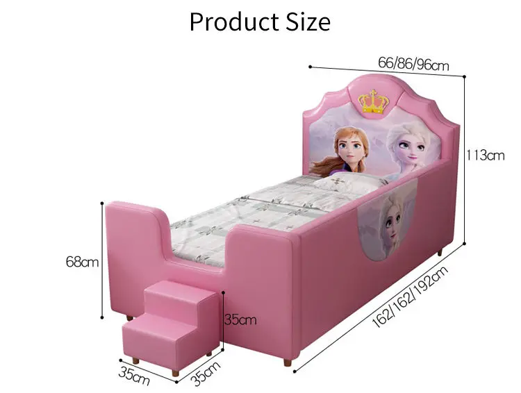 Baby Design Solid Wood Bed with Safety Guardrail Stitching Combination Leather Bed Small Bumper Baby Cot Bed — image 7