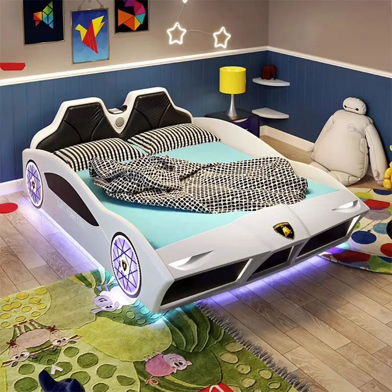 Modern Children Kids' Beds Car Race Bed Boy Wooden Bedroom Furniture — view 1