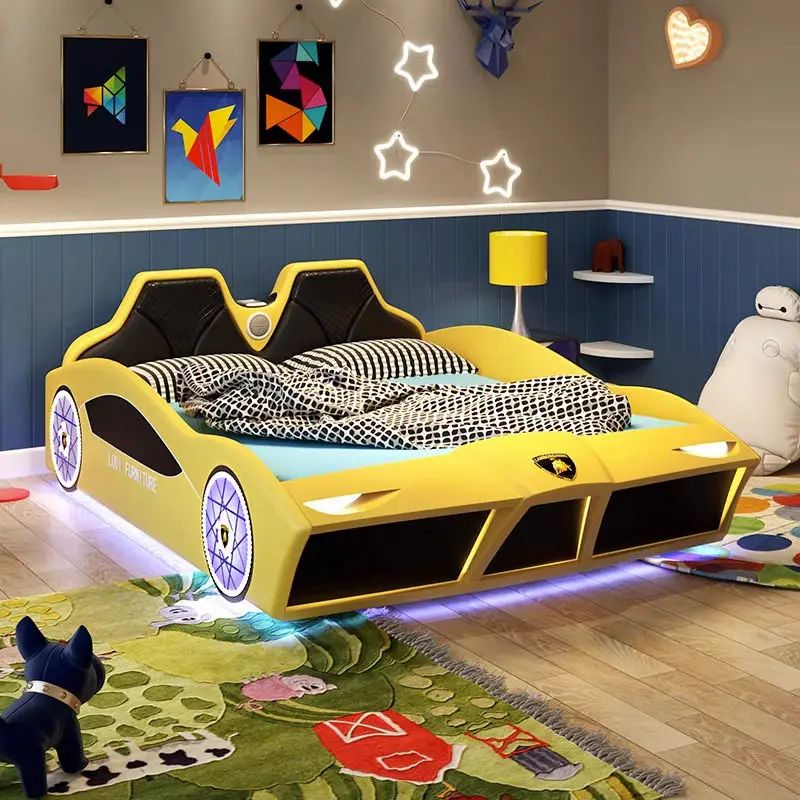 Modern Children Kids' Beds Car Race Bed Boy Wooden Bedroom Furniture — image 3