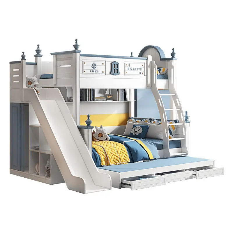 Luxury Wooden Children Bedroom Double Loft Bed Boys Bunk Bed Kids — image 6