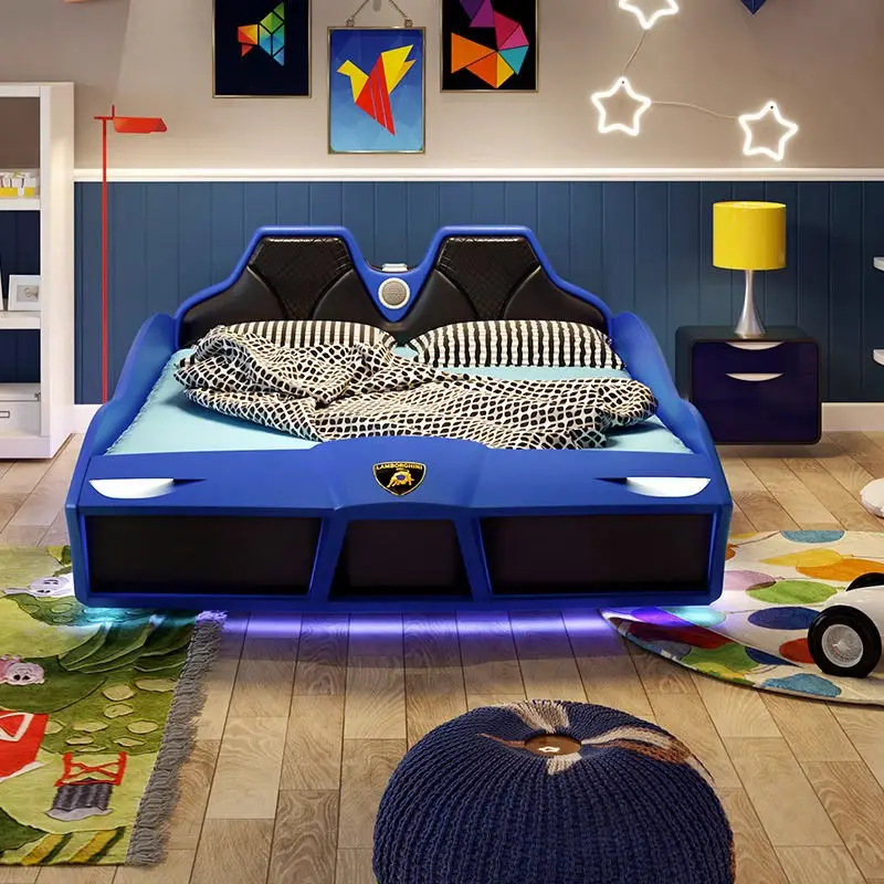 Modern Children Kids' Beds Car Race Bed Boy Wooden Bedroom Furniture — image 4