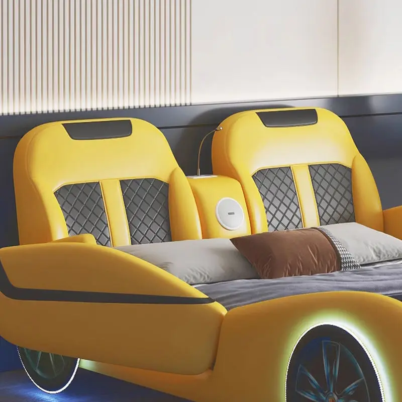 Modern Kids' Beds Girl Full Queen Children Furniture Bedroom Sets Light With Music Wood Car Bed for Kids Boy — image 6