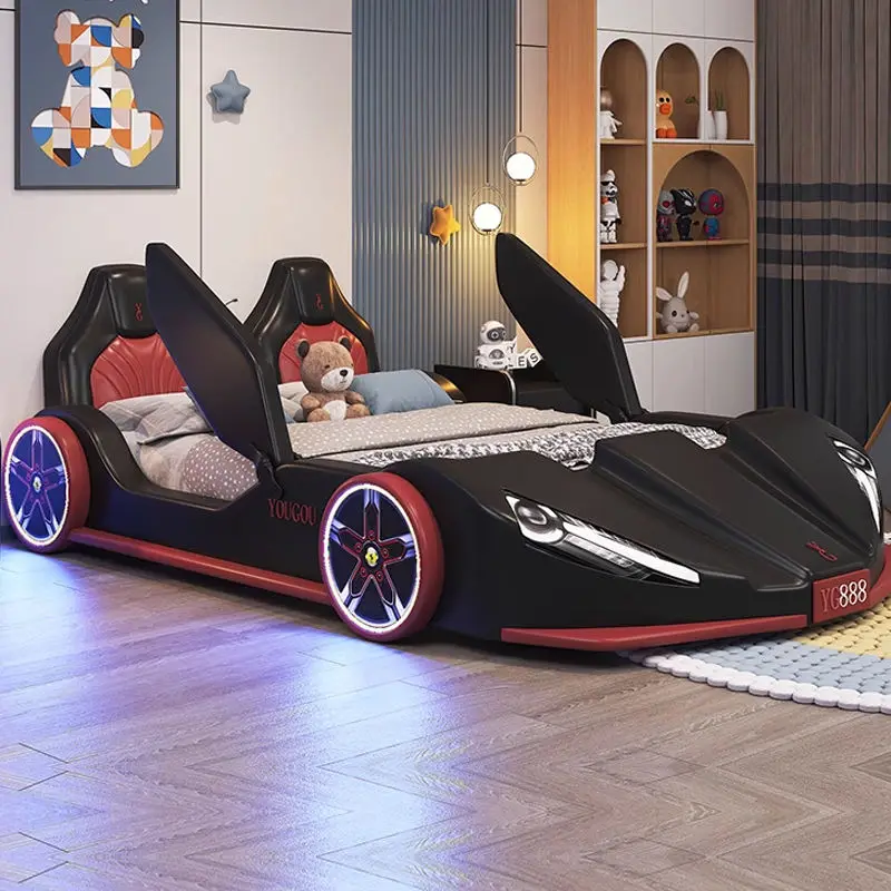 Luxury Kids Bedroom Furniture Children Kids Race Car Bed With Light and Music — image 3
