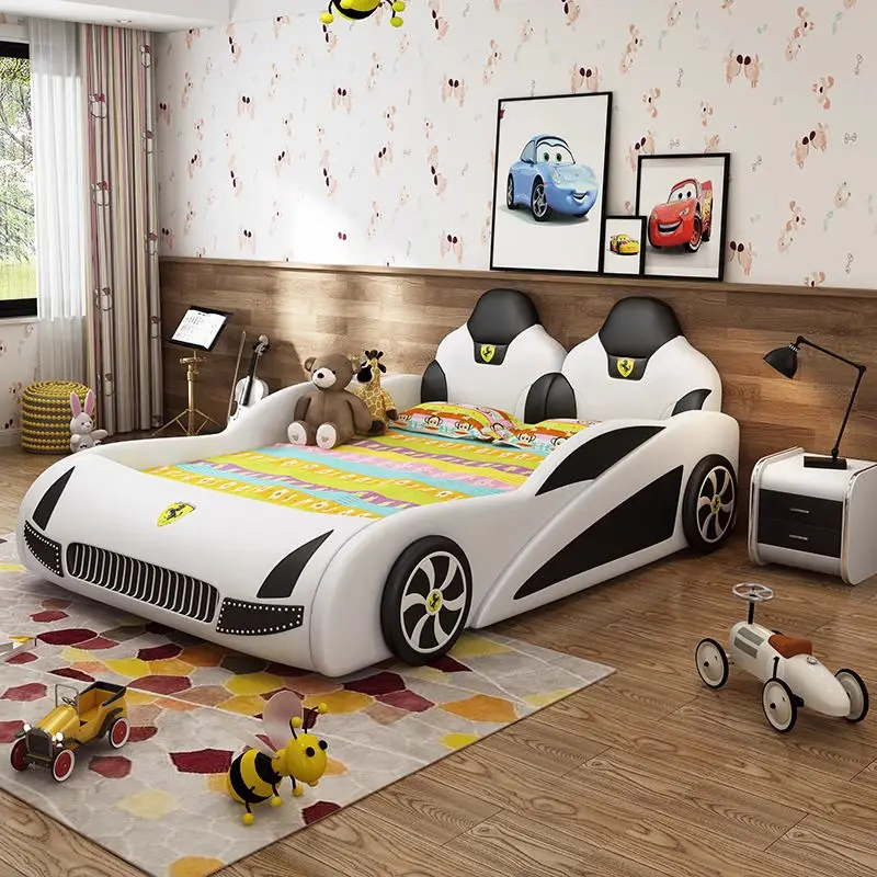 Modern Bedroom Furniture Wooden Frame Kids Bed Children Double Bed Kid Racing Car Bed — view 1