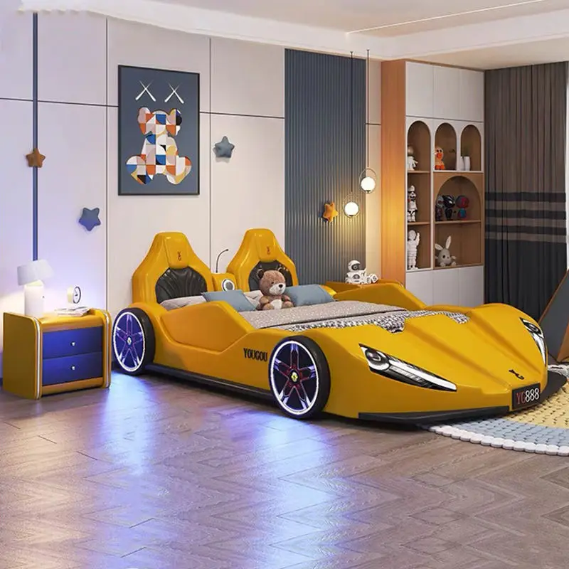 Luxury Kids Bedroom Furniture Children Kids Race Car Bed With Light and Music — image 5