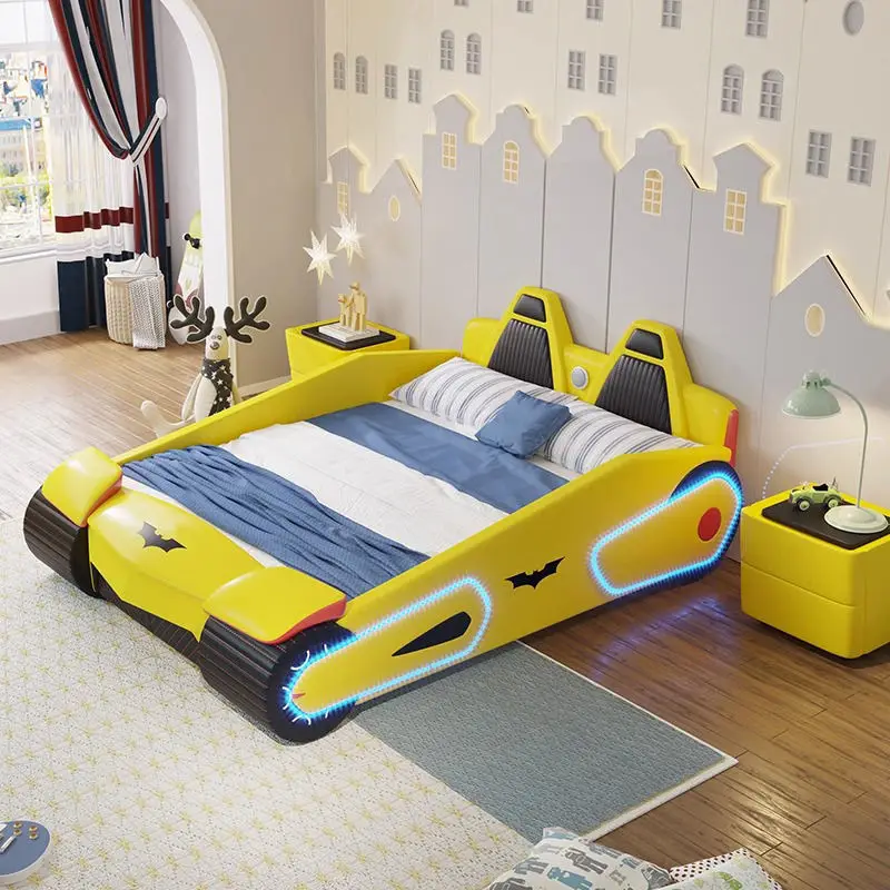 Bat Car Beds Bedroom Furniture the Man Led Light Child Race Car Bed Kids Beds With Music — image 3