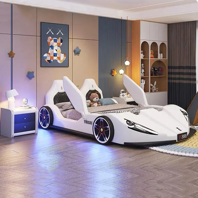 Luxury Kids Bedroom Furniture Children Kids Race Car Bed With Light and Music — image 7