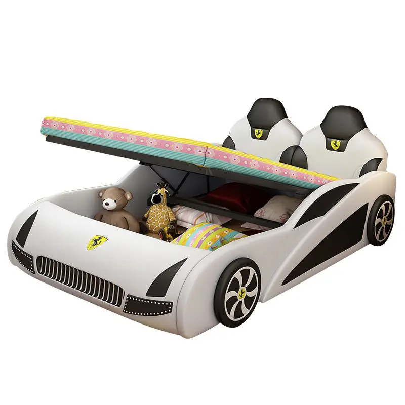 Modern Bedroom Furniture Wooden Frame Kids Bed Children Double Bed Kid Racing Car Bed — image 6
