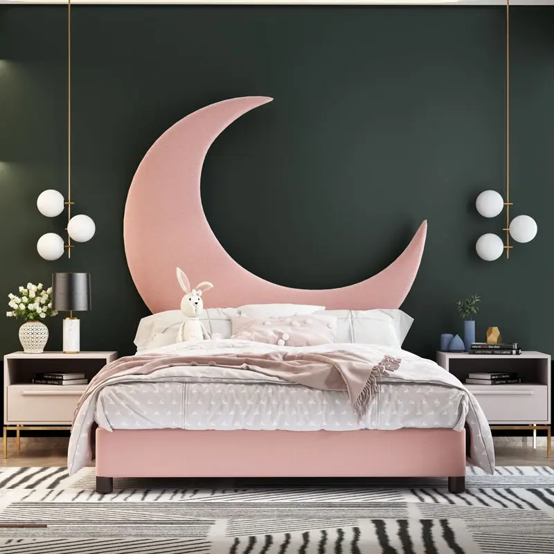 Luxury Kids Bedroom Furniture Upholstered Modern Wood Children Beds Kids Bed Room Set Furniture — image 3