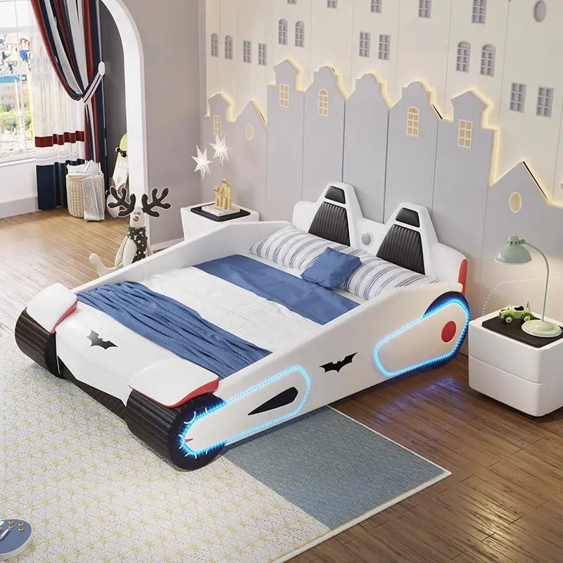 Bat Car Beds Bedroom Furniture the Man Led Light Child Race Car Bed Kids Beds With Music — image 4